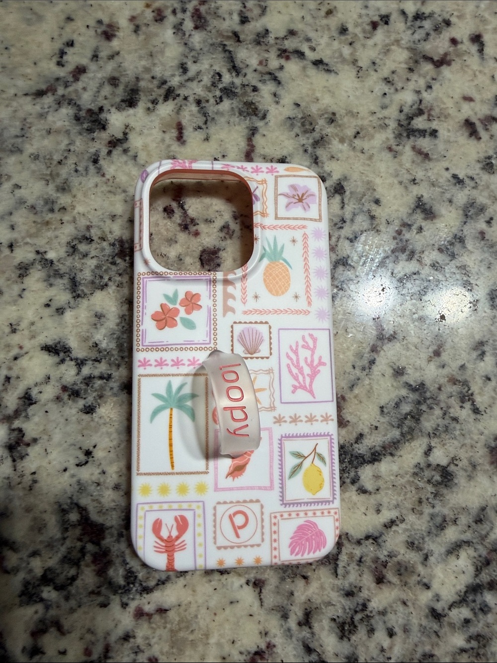 Loopy Case Pink & Peach Tropical Motif Phone Case with Grip Loop